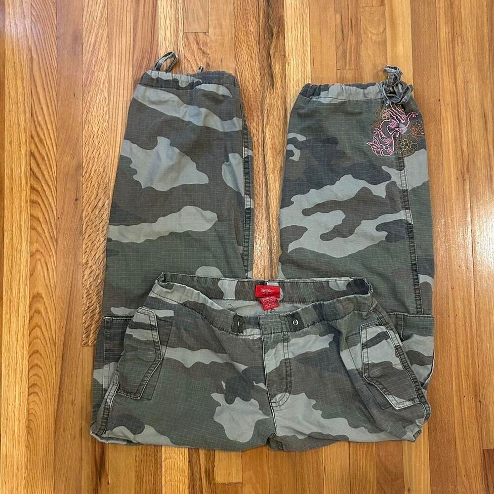 Y2k Mossimo Camo Printed Low Rise Embroidered Women's Capri's Junior Sz 7